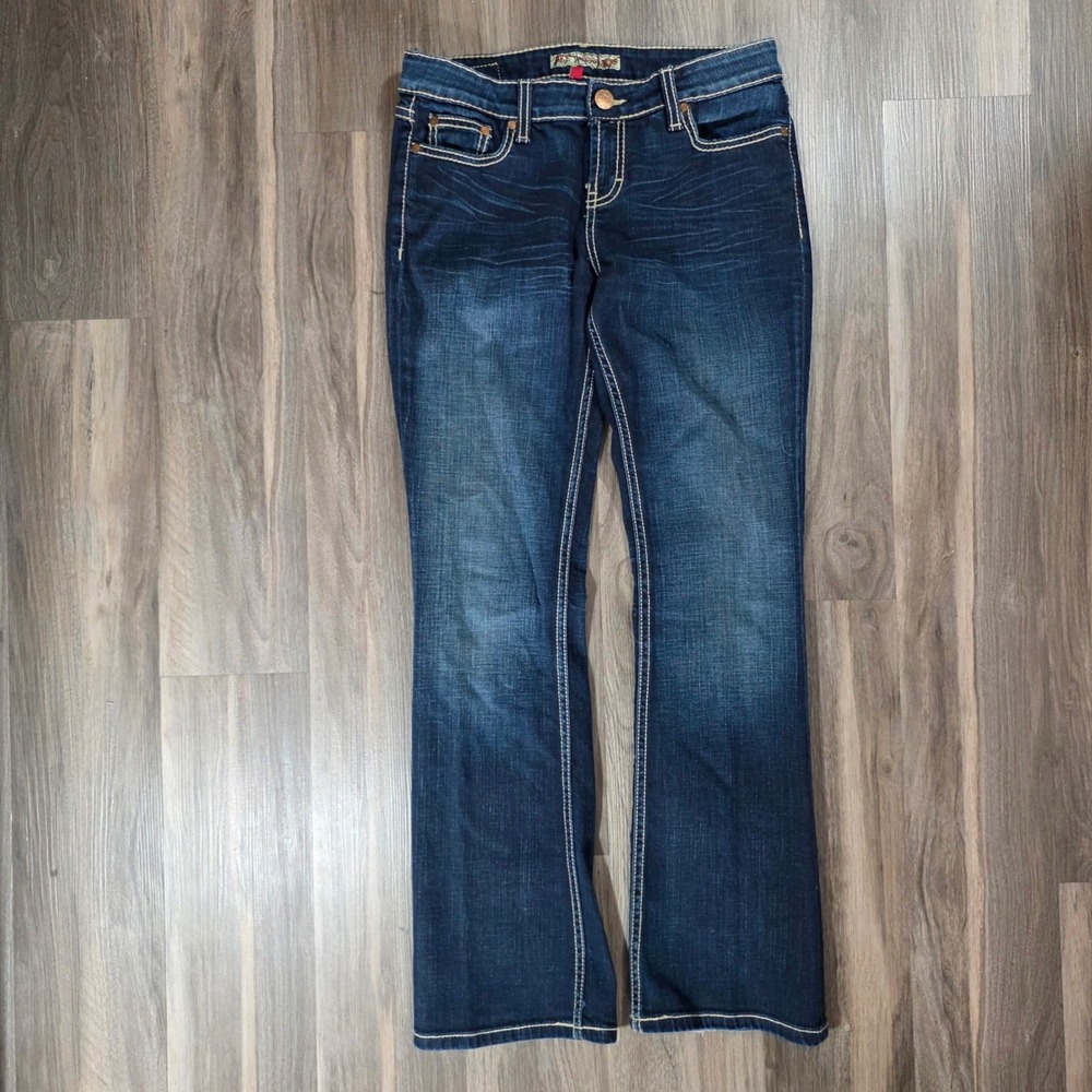 BKE Sabrina Bootcut Jeans Dark Wash Stretch Contrast Stitch Size‎ 29x31.5